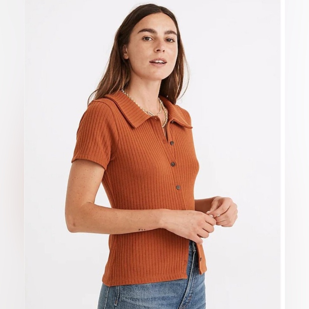 Madewell Ribbed Polo Button-Front Tee Size XS
